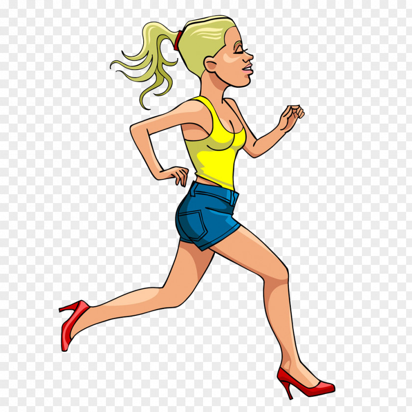 Running Woman Cartoon PNG