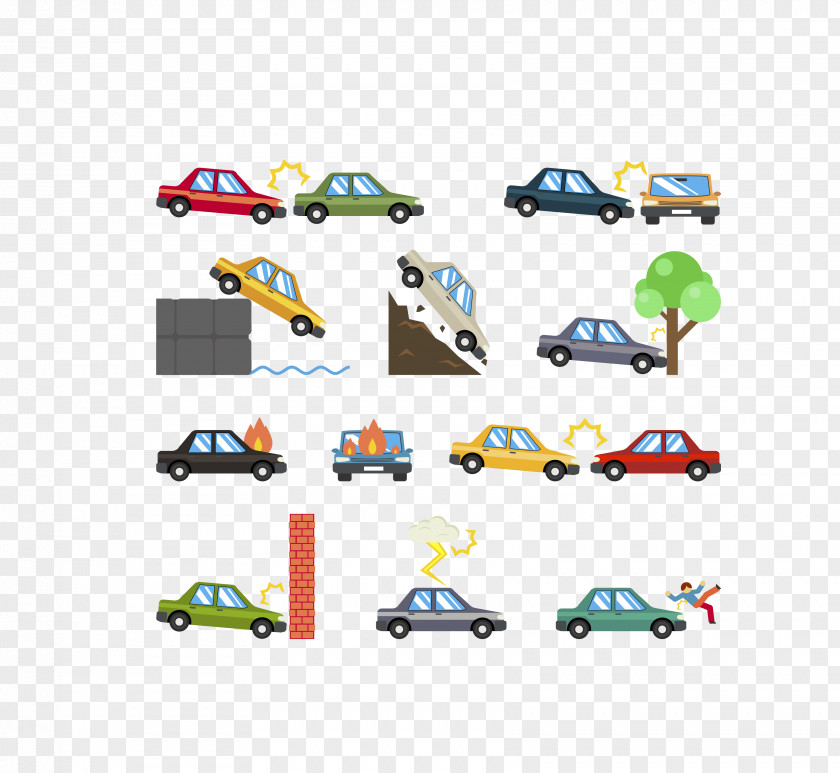 Vector Color Car Various Accidents Traffic Collision Accident Icon PNG