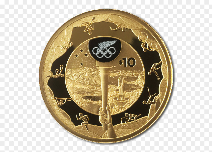 Coin Gold Rio De Janeiro New Zealand 2016 Summer Olympics PNG
