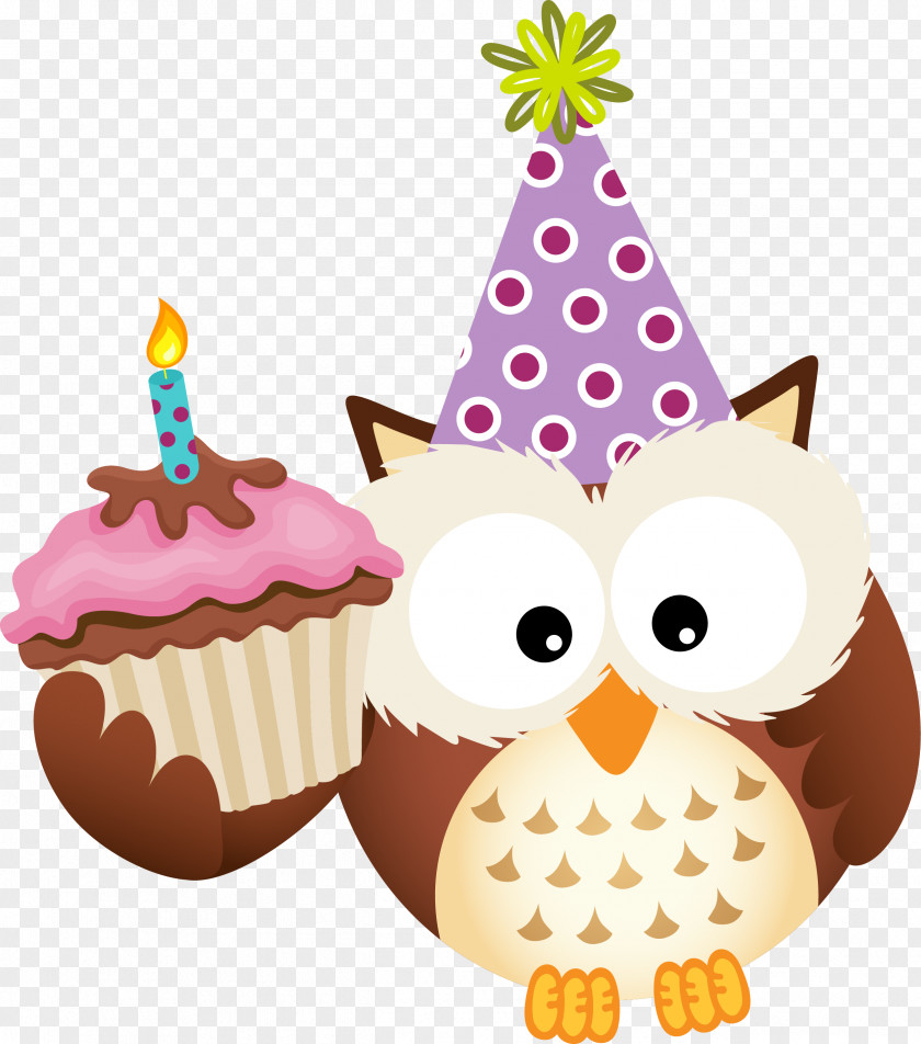 Cartoon Brown Owl Birthday Clip Art PNG