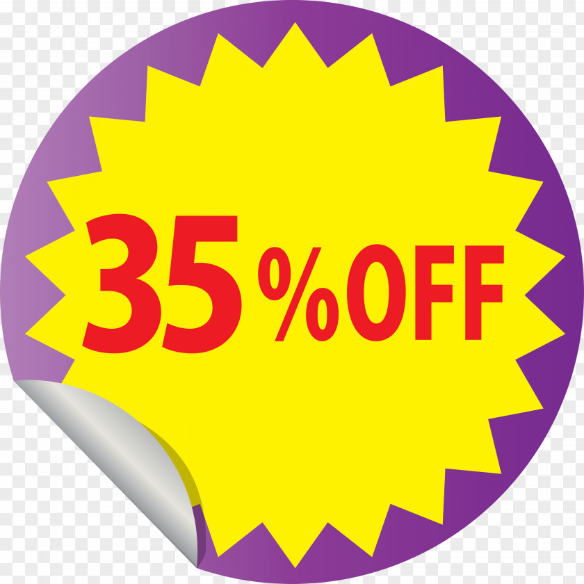 Discount Tag With 35% Off Label PNG