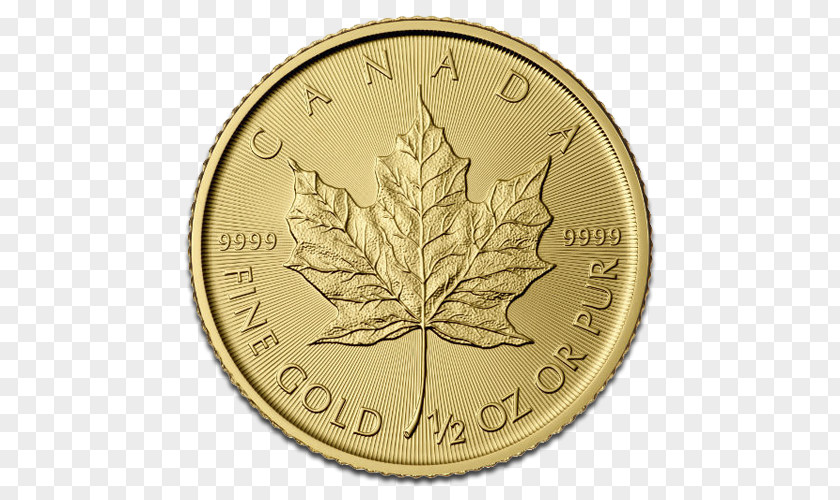 Gold Canadian Maple Leaf Bullion Coin Royal Mint PNG