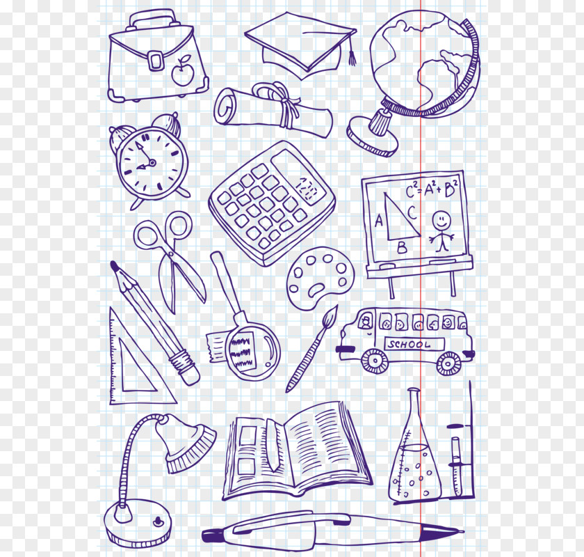 Stationery Graffiti Doodle Drawing Education Illustration PNG