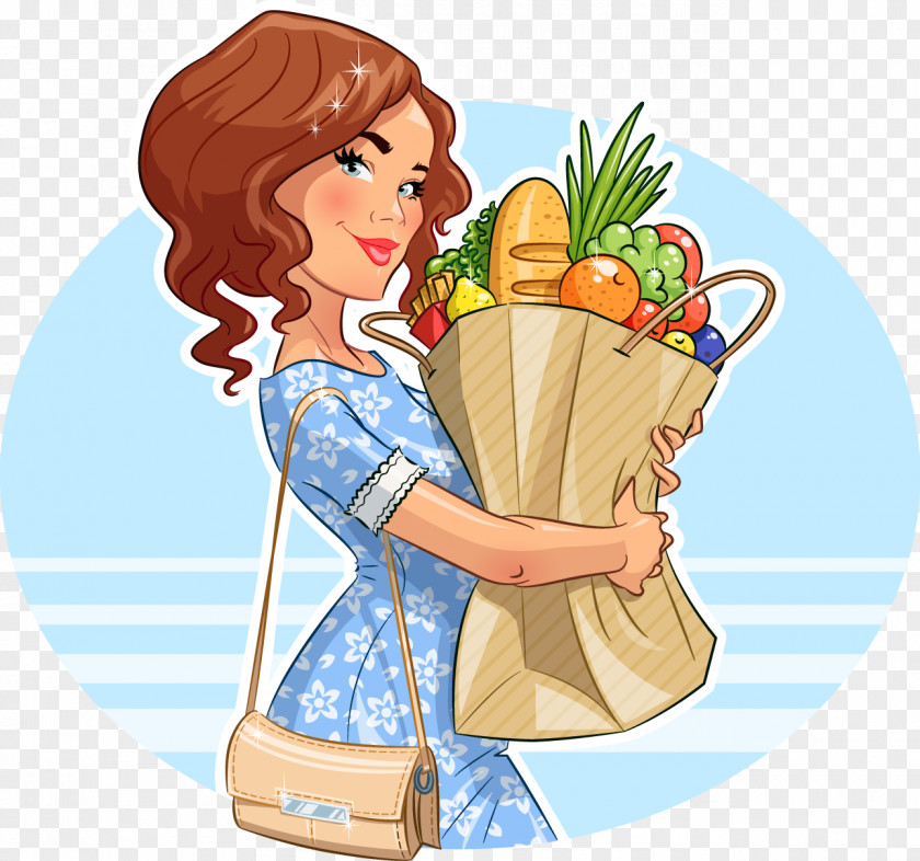 The Women In Family To Buy Food Royalty-free Illustration PNG