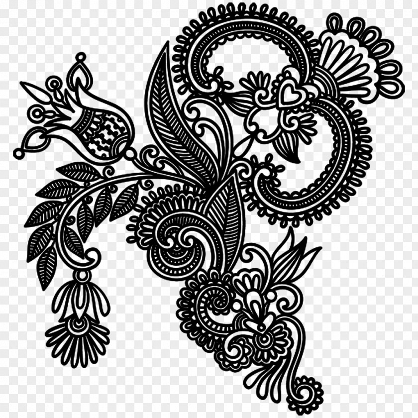 Flower Henna Mehndi Embroidery PNG