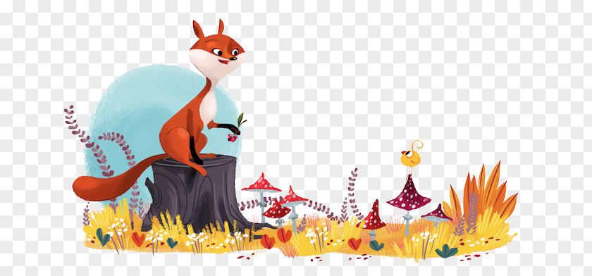 Forest Little Fox Cartoon Drawing Illustrator Illustration PNG