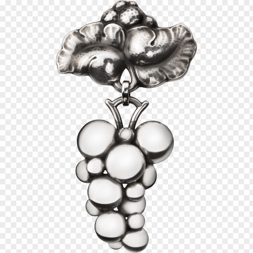 Georg Jensen Grape Earring Silver Brooch Jewellery PNG