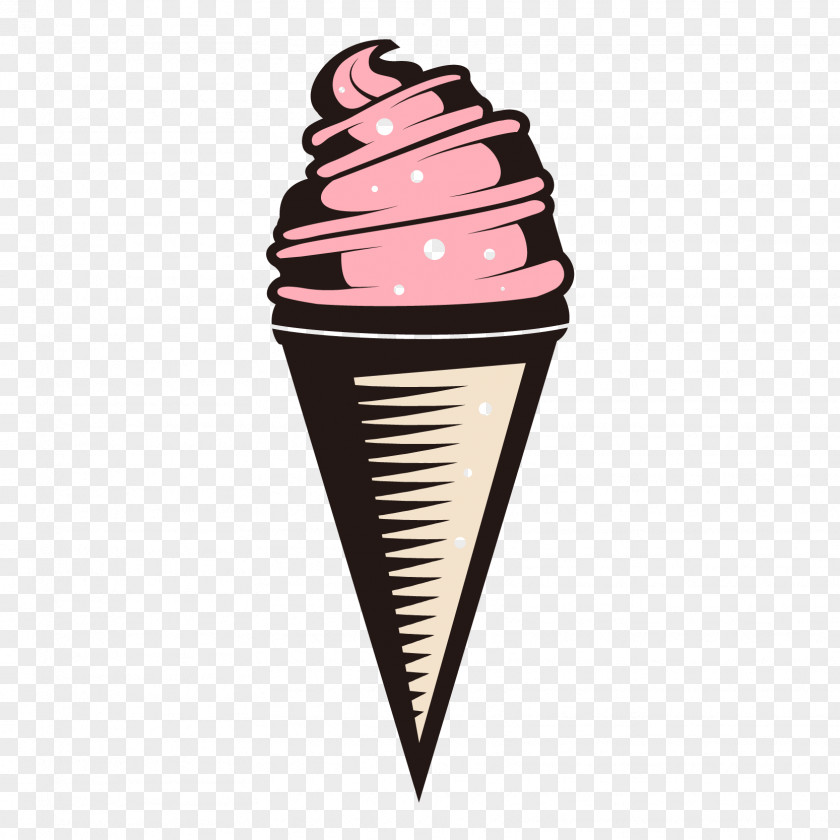 Vector Pink Ice Cream Cone Chocolate Waffle PNG