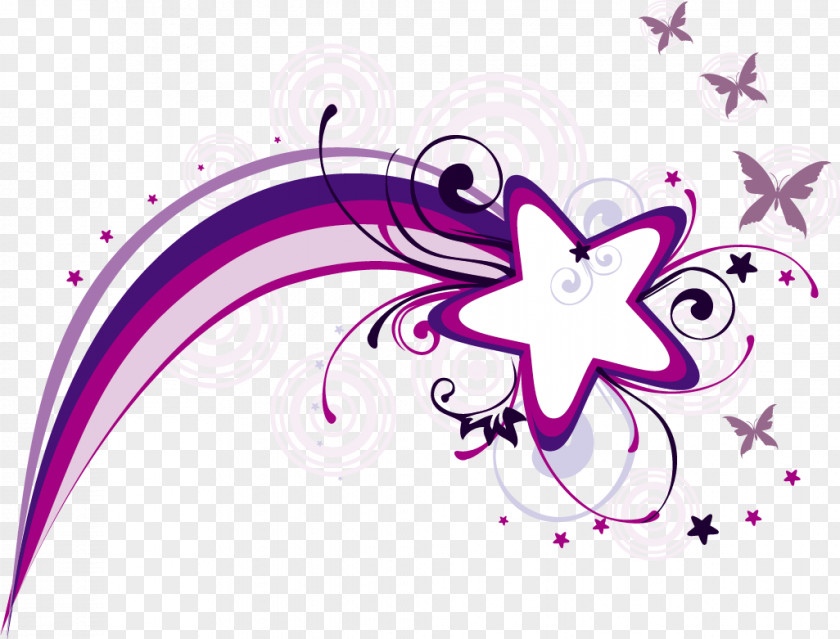 Purple Ribbons Stars PNG
