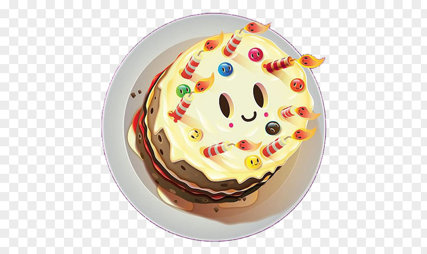 Round Plate Cake Birthday Hamburger Food Pokedstudio Illustration PNG