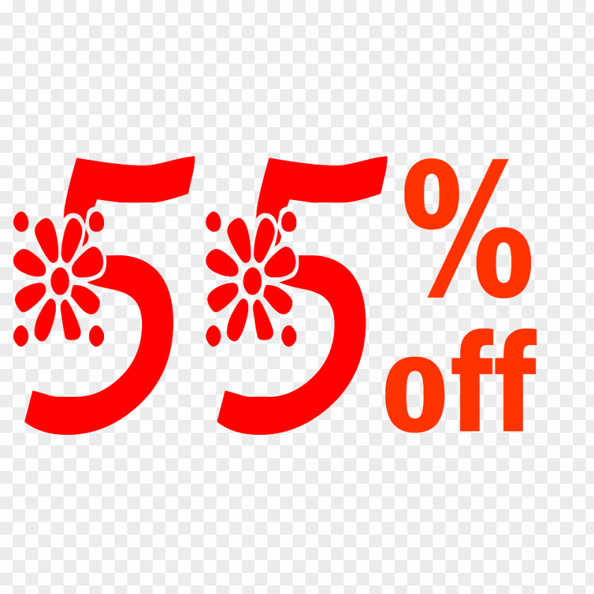 Spring 55% Off Discount Tag. PNG