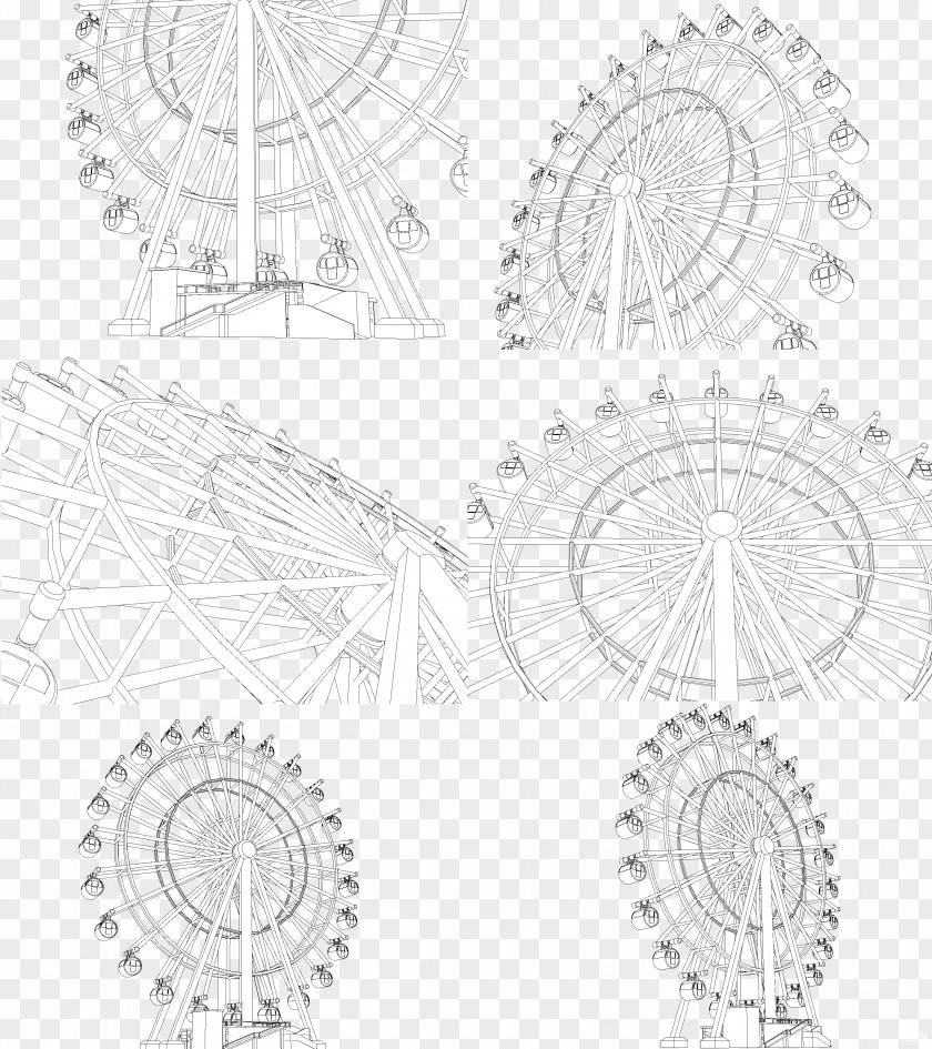 Ferries Wheel Line Art Drawing Circle Architecture PNG