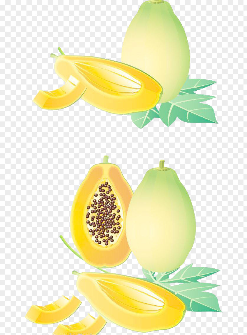 Simple Cartoon Papaya Lemon Fruit PNG
