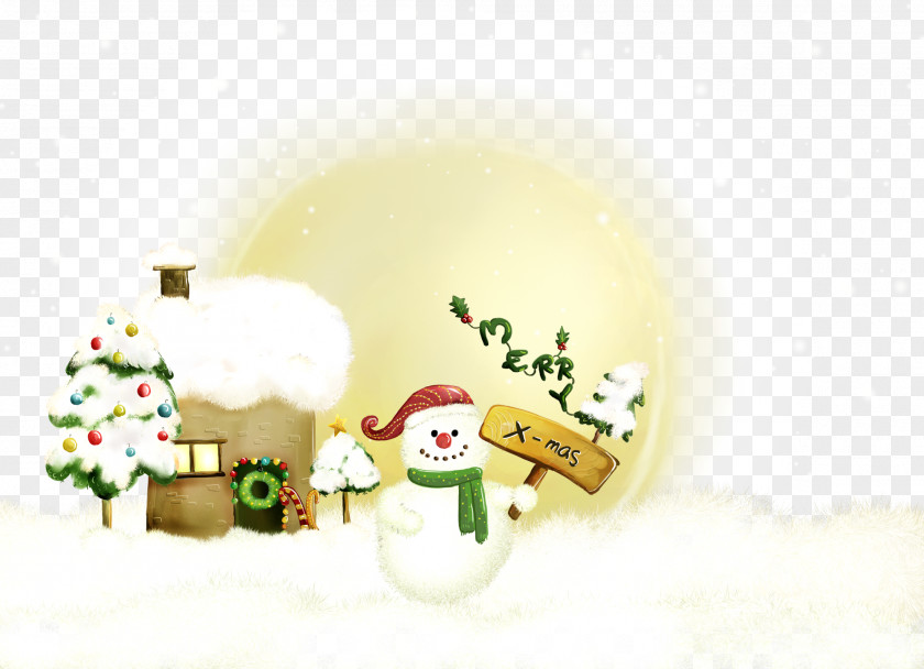 Snow House And Snowman PNG