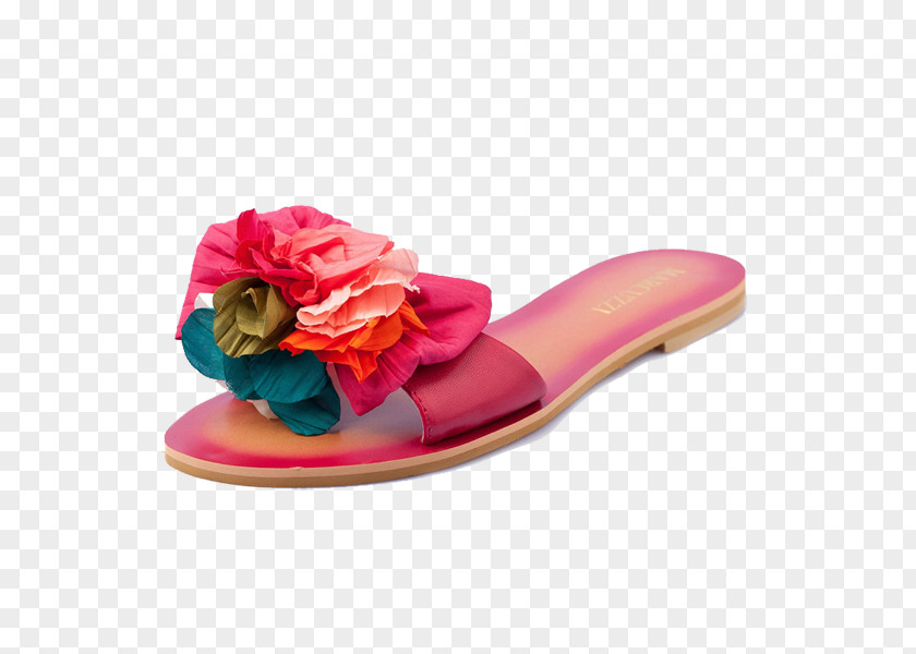 Ms. Sandals Large Flowers Slipper Sandal Shoe PNG