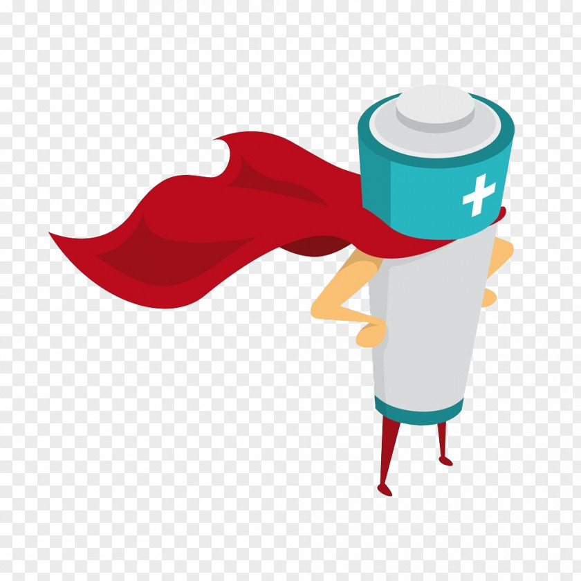 Cartoon Battery Heroes Superman Superhero Cape Clip Art PNG