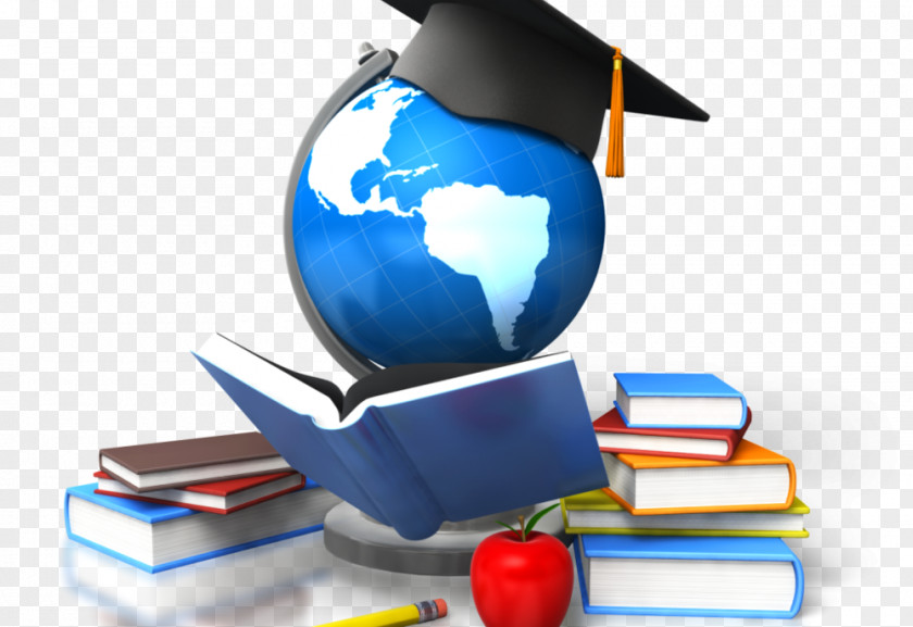 Mortarboard Learning Globe Cartoon PNG