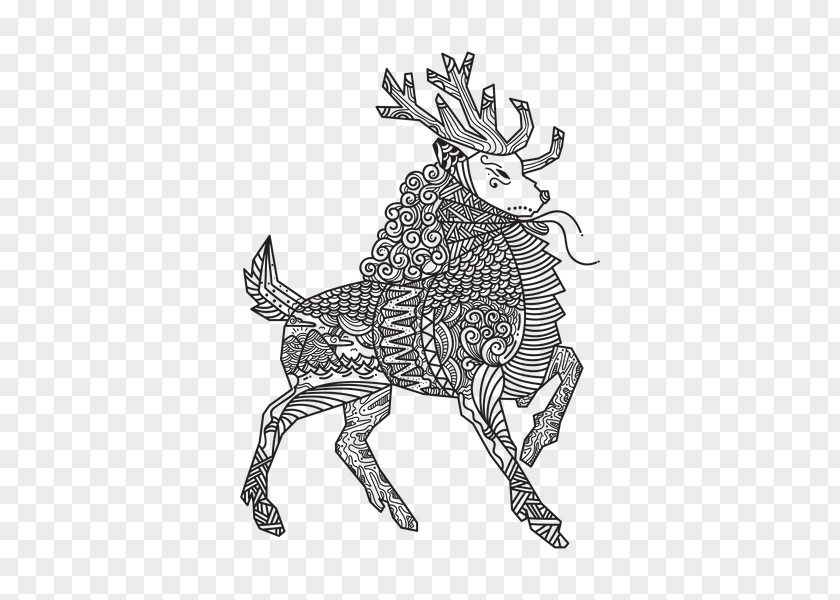 Reindeer Illustration Coloring Book Drawing Vector Graphics PNG