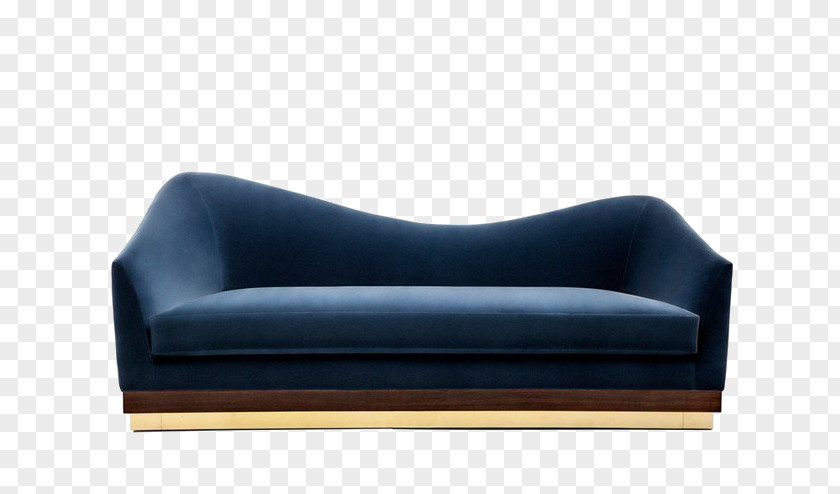 Blue Sofa Couch Furniture Living Room Davenport Velvet PNG