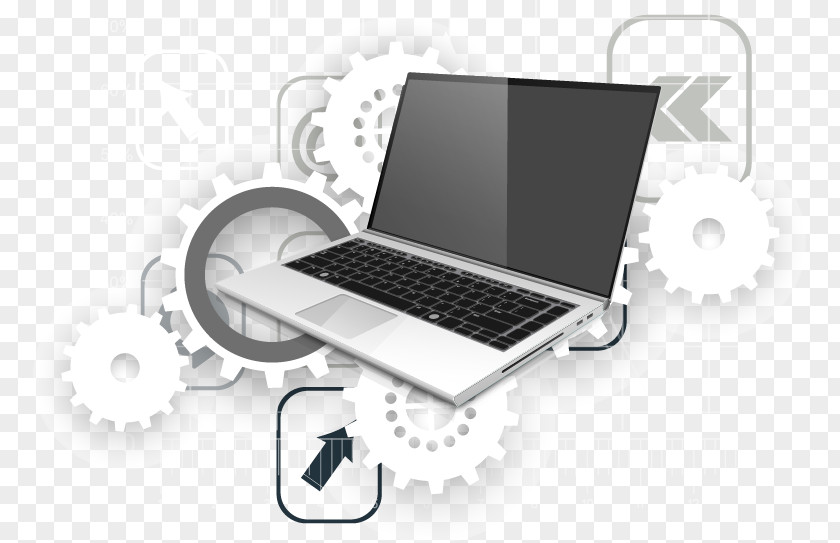 Hand-painted Silver Laptop Gear Element Macintosh Icon PNG