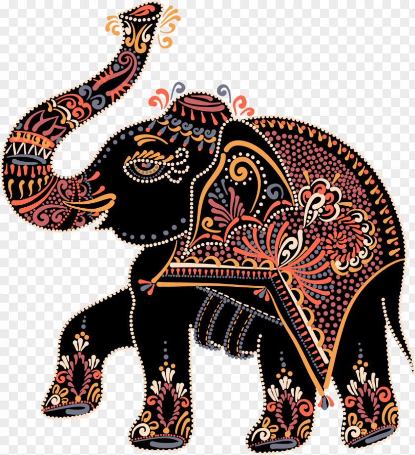 Color Pattern Vector Elephant Painting Folk Art Illustration PNG