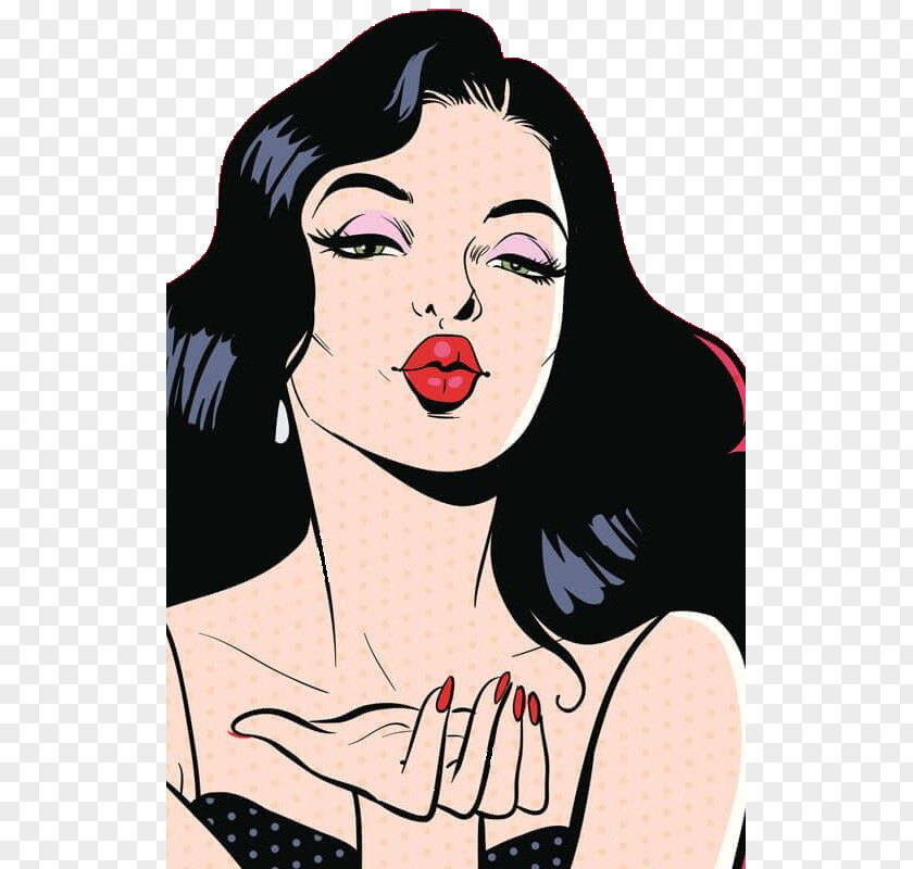 Pop Art Drawing Poster Illustration PNG art Illustration, European and American pop style girl, woman in red lipstick illustration clipart PNG