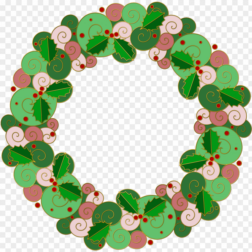 Holly Wreath Christmas Card Ornament Clip Art PNG