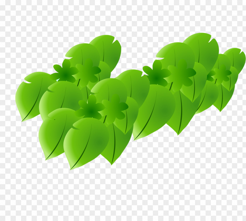 Painted Green Leaves Cartoon Raster Graphics PNG