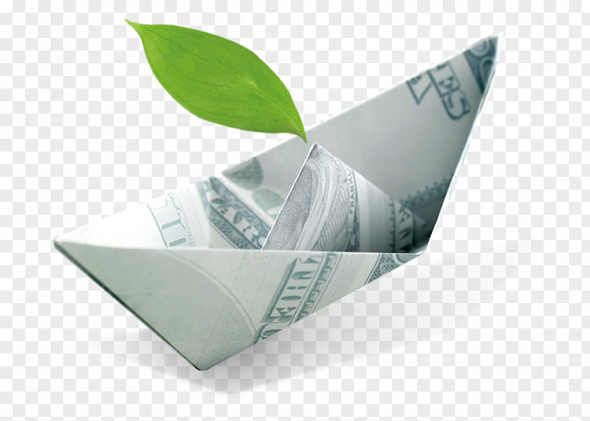 Green Leaf Paper Boat Origami Watercraft PNG