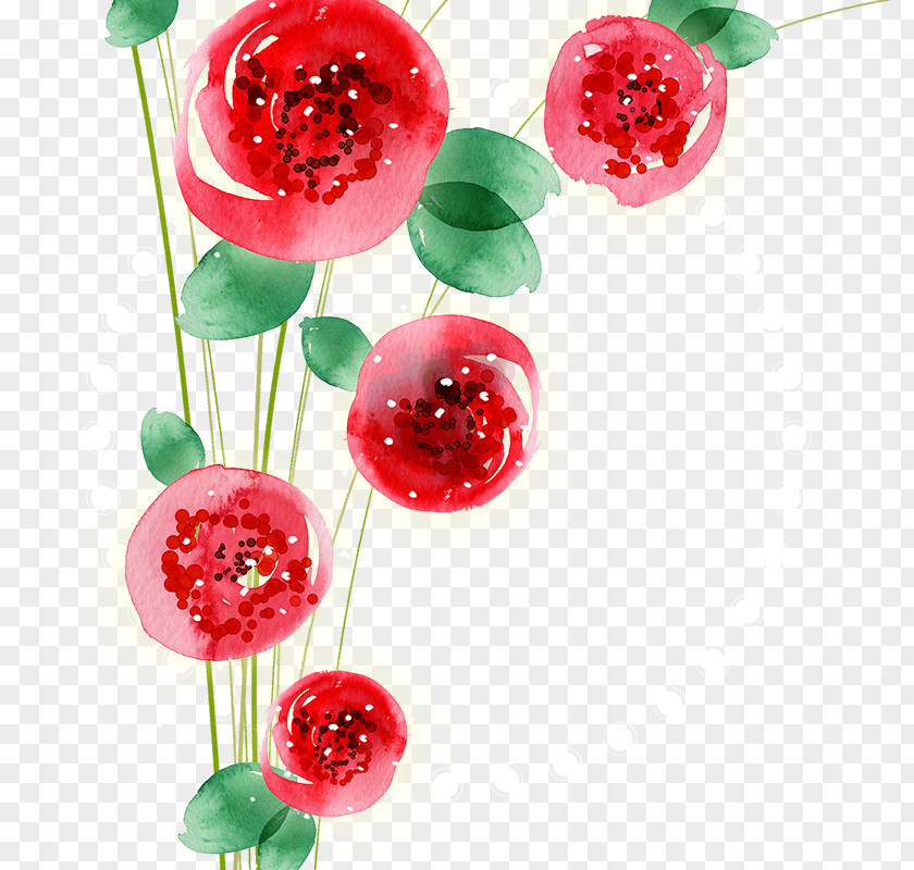 Red Flower Watercolour Flowers Paper Watercolor Painting PNG