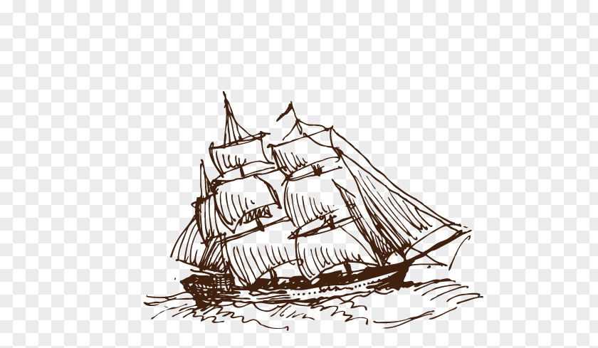 Hand-painted Sailing Boat Ship PNG