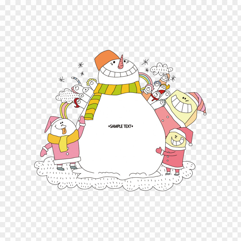 Vector Cartoon Snowman Illustration PNG