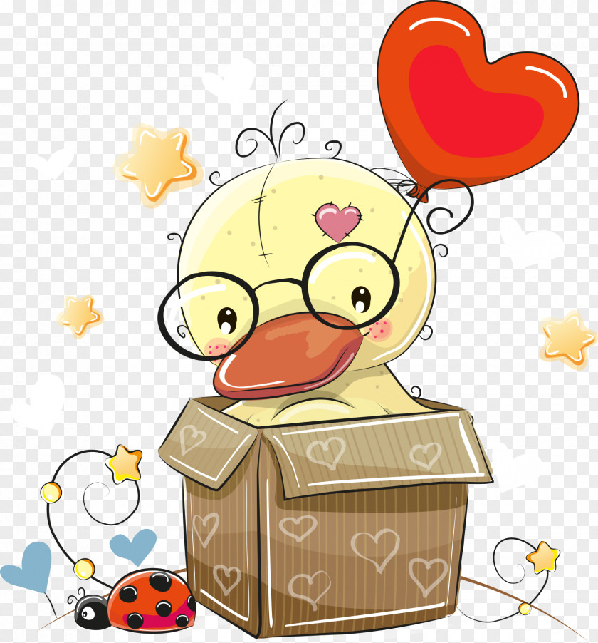 Vector Cute Cartoon Duck In The Tray Photography Drawing Clip Art PNG