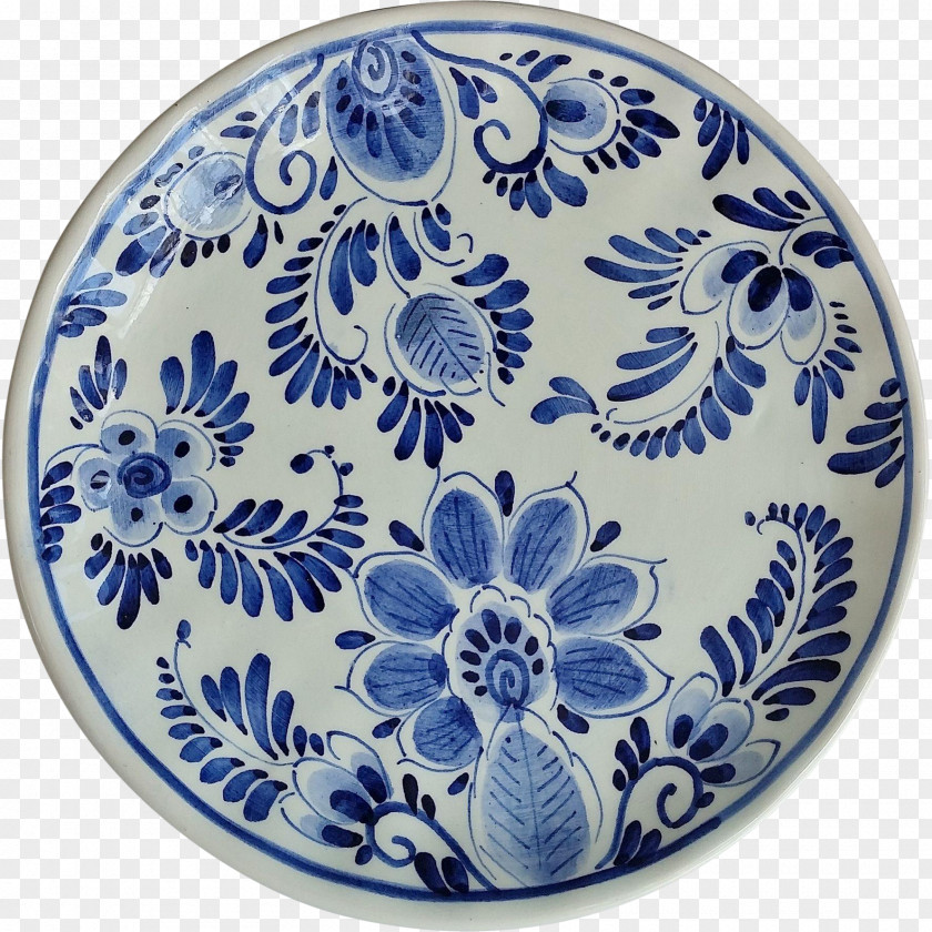 Plate Blue And White Pottery De Koninklijke Porceleyne Fles Delftware Gouda, South Holland PNG