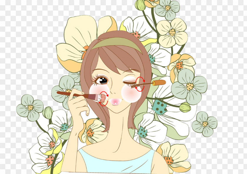 Painted Eyeliner Makeup Make-up Cartoon Bijin Illustration PNG