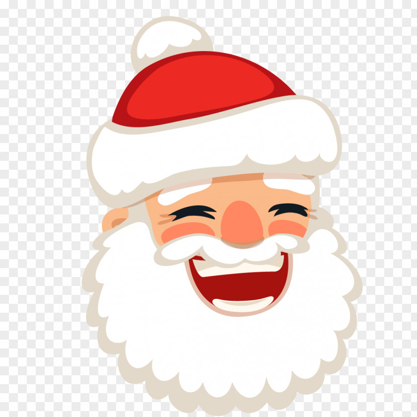 Laughing Santa Head Vector Claus Reindeer Christmas PNG