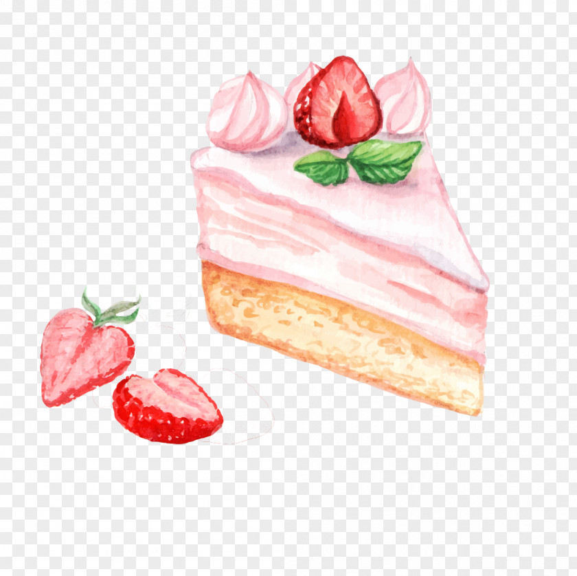 Cartoon Hand Painted Strawberry Cake Cupcake Birthday Crxe8me Caramel Tart Chocolate PNG