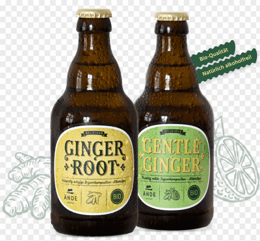 Ginger Root Ände Gmbh, Alkoholfreies Beer Bottle PNG