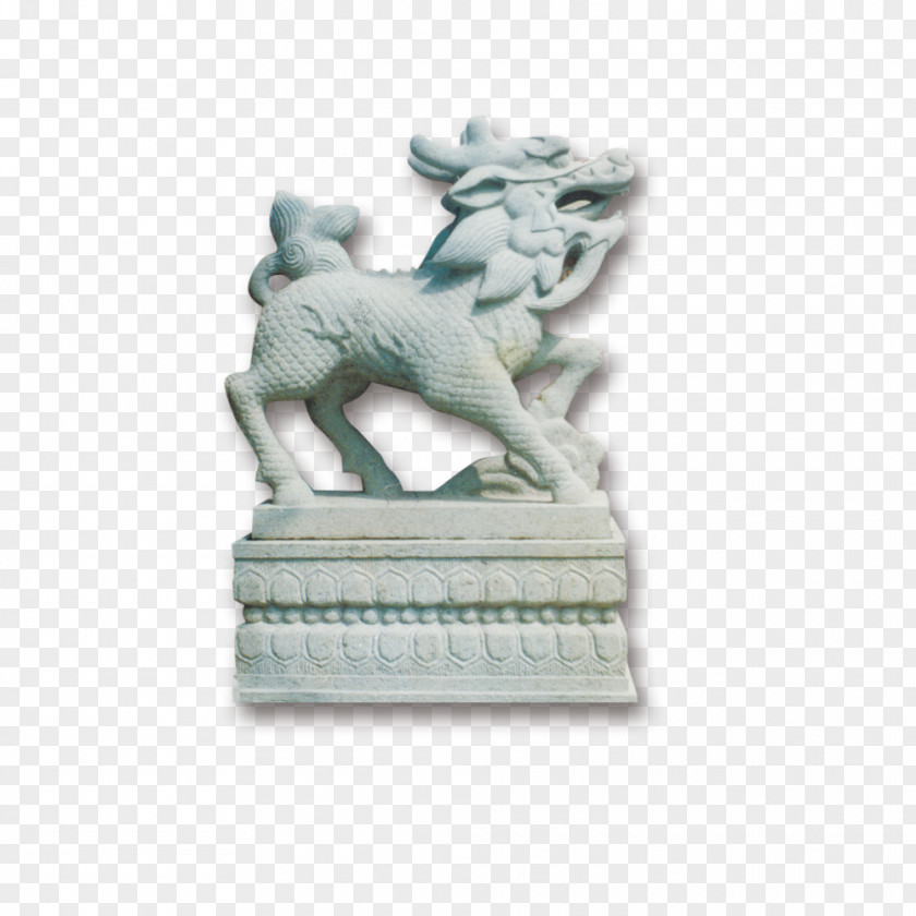 Stone Unicorn Carving Sculpture PNG