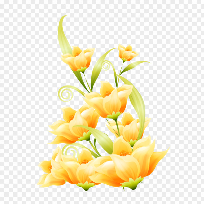 With Wedding Decoration Yellow Flower Illustration PNG