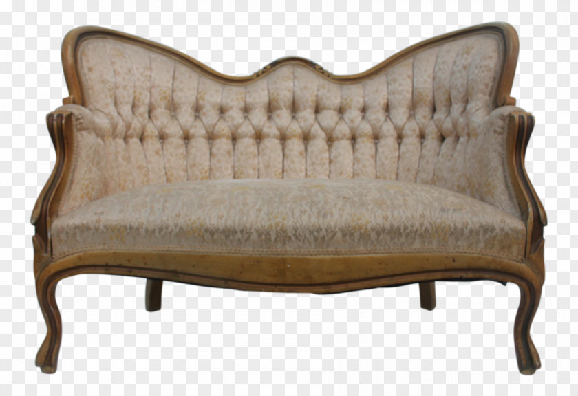 Wood Loveseat Couch Antique PNG