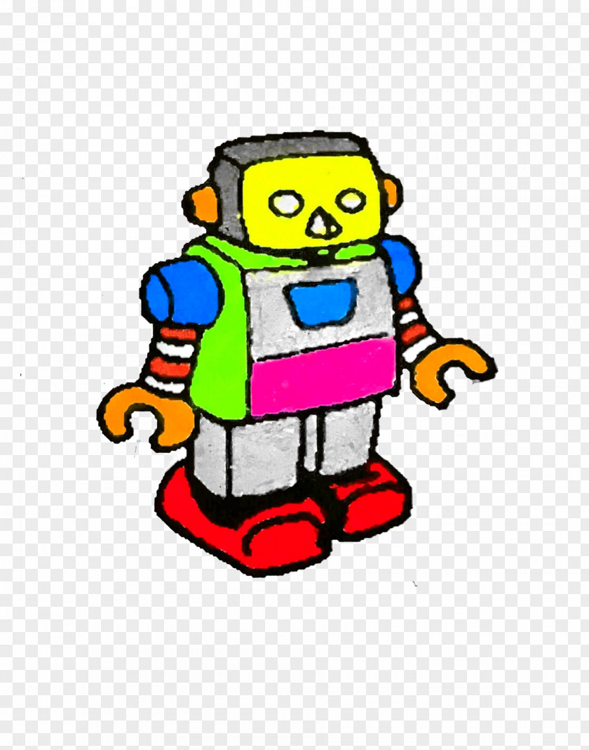 Hand Painted Color Robot Clip Art PNG