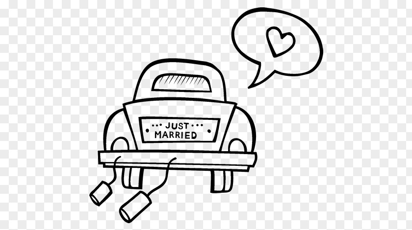 Just Married Car Coloring Book Marriage Drawing Wedding PNG
