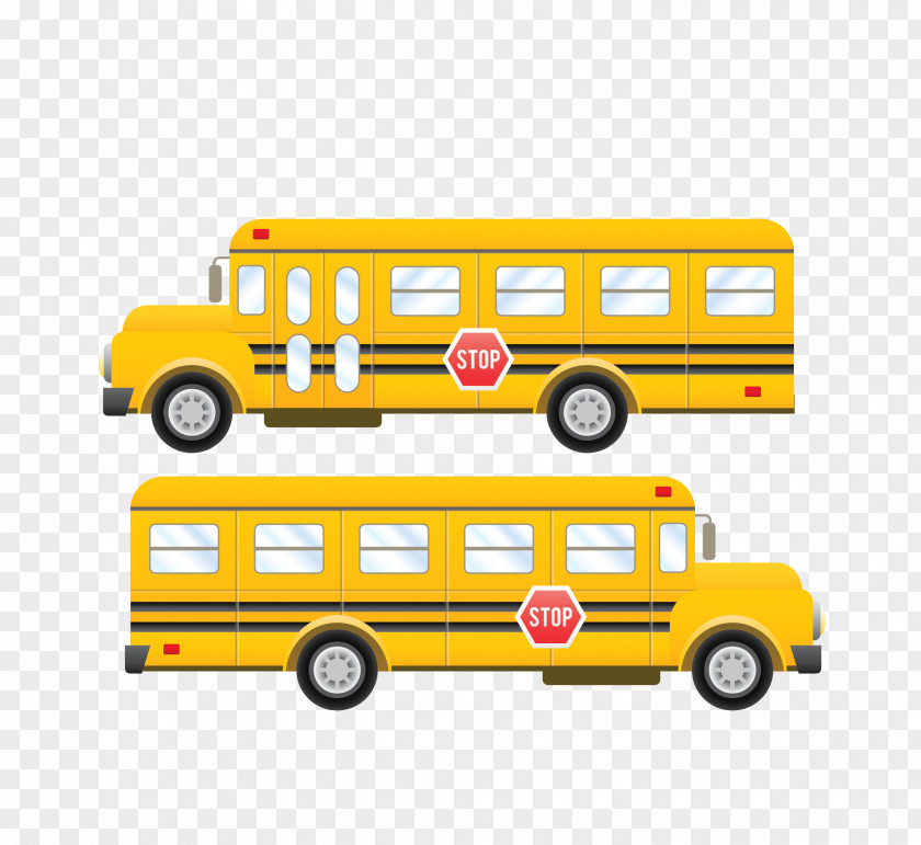 Vector Yellow Multi-window Bus School Transport PNG