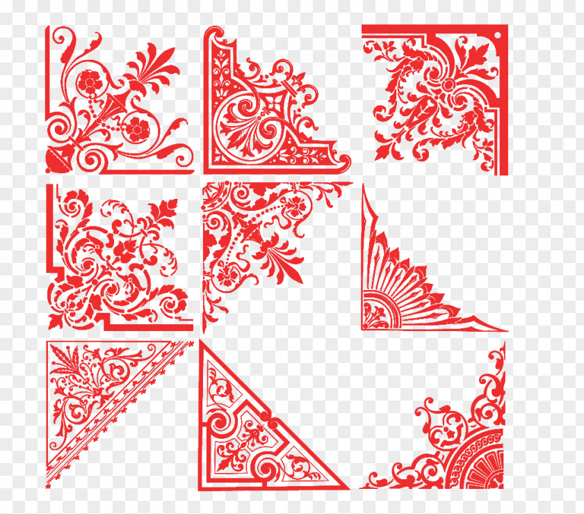 Red Paper-cut Border Ornament Pattern PNG