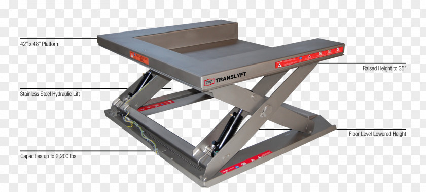 Low Table Lift Hydraulics Stainless Steel Pallet Desk PNG
