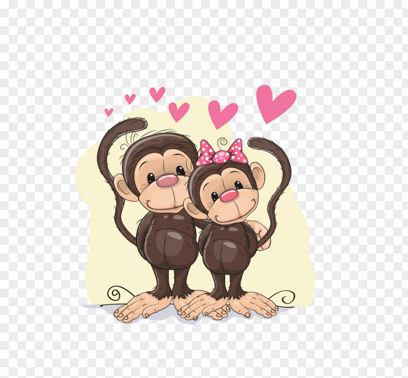 Two Love Monkeys Monkey Cartoon Clip Art PNG