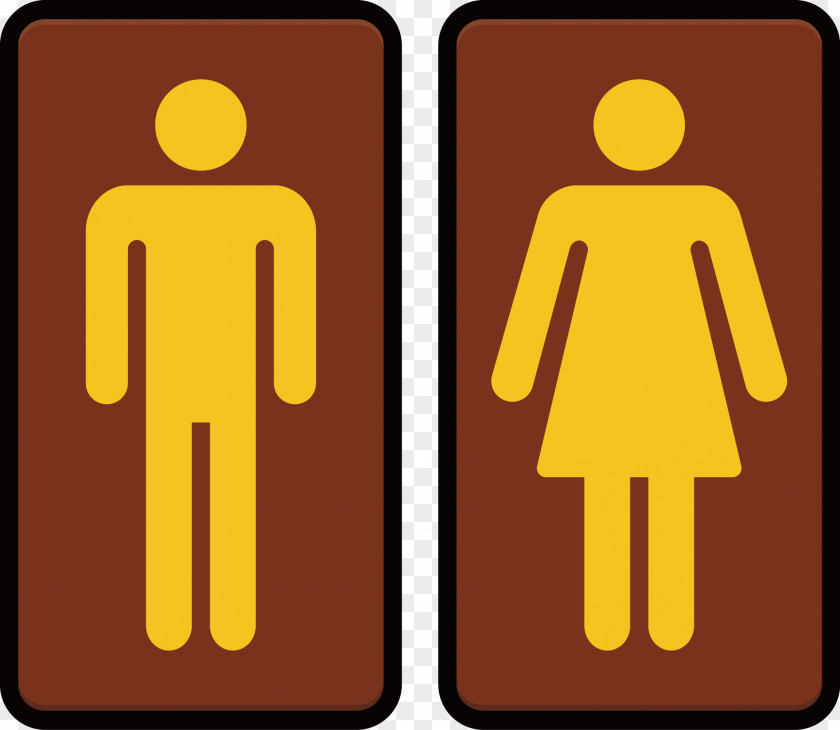 Vector Creative Design Yellow Male And Female Toilet Unisex Public Bathroom Sign PNG