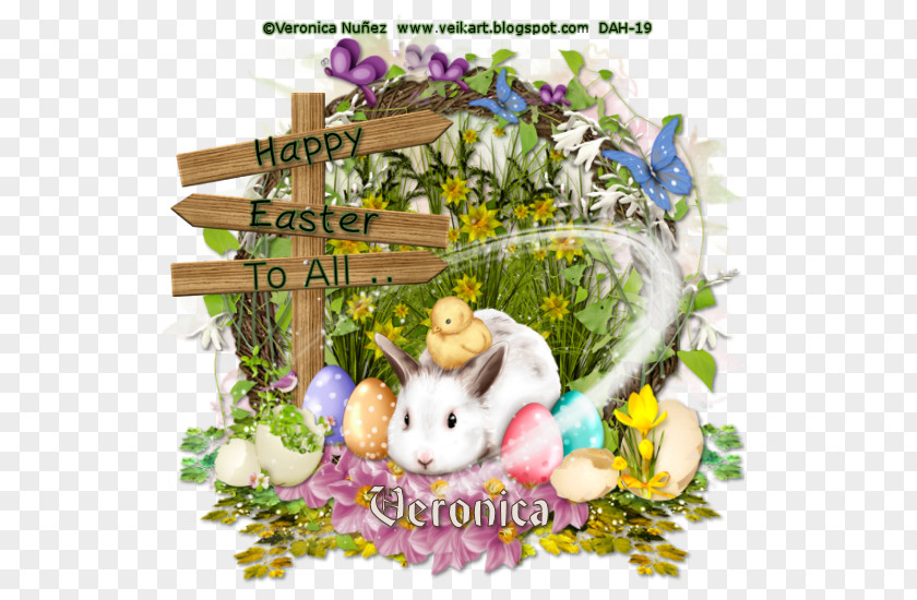 Cut Flowers Wildflower Easter Bunny Background PNG