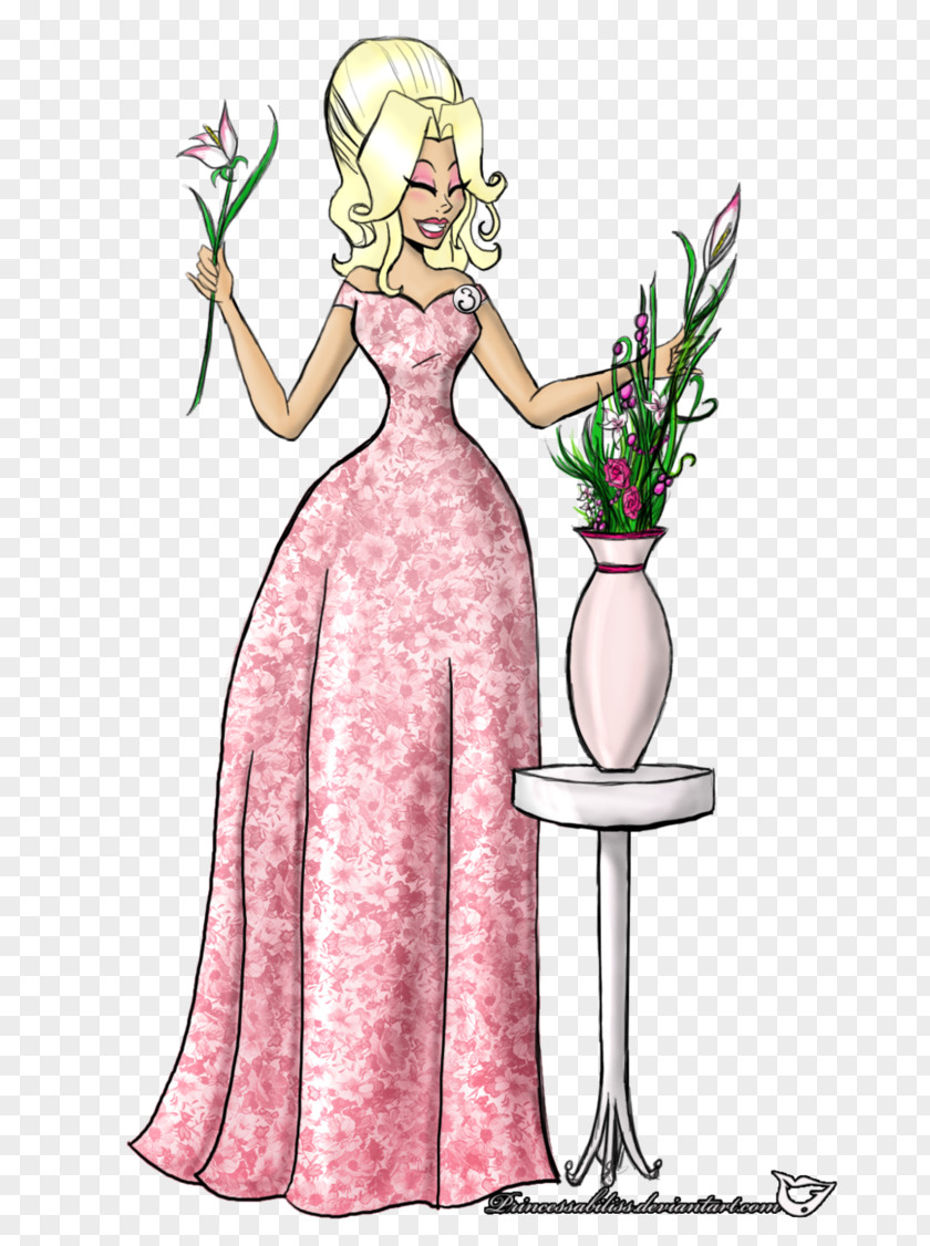 Flower Costume Design Gown Cartoon PNG